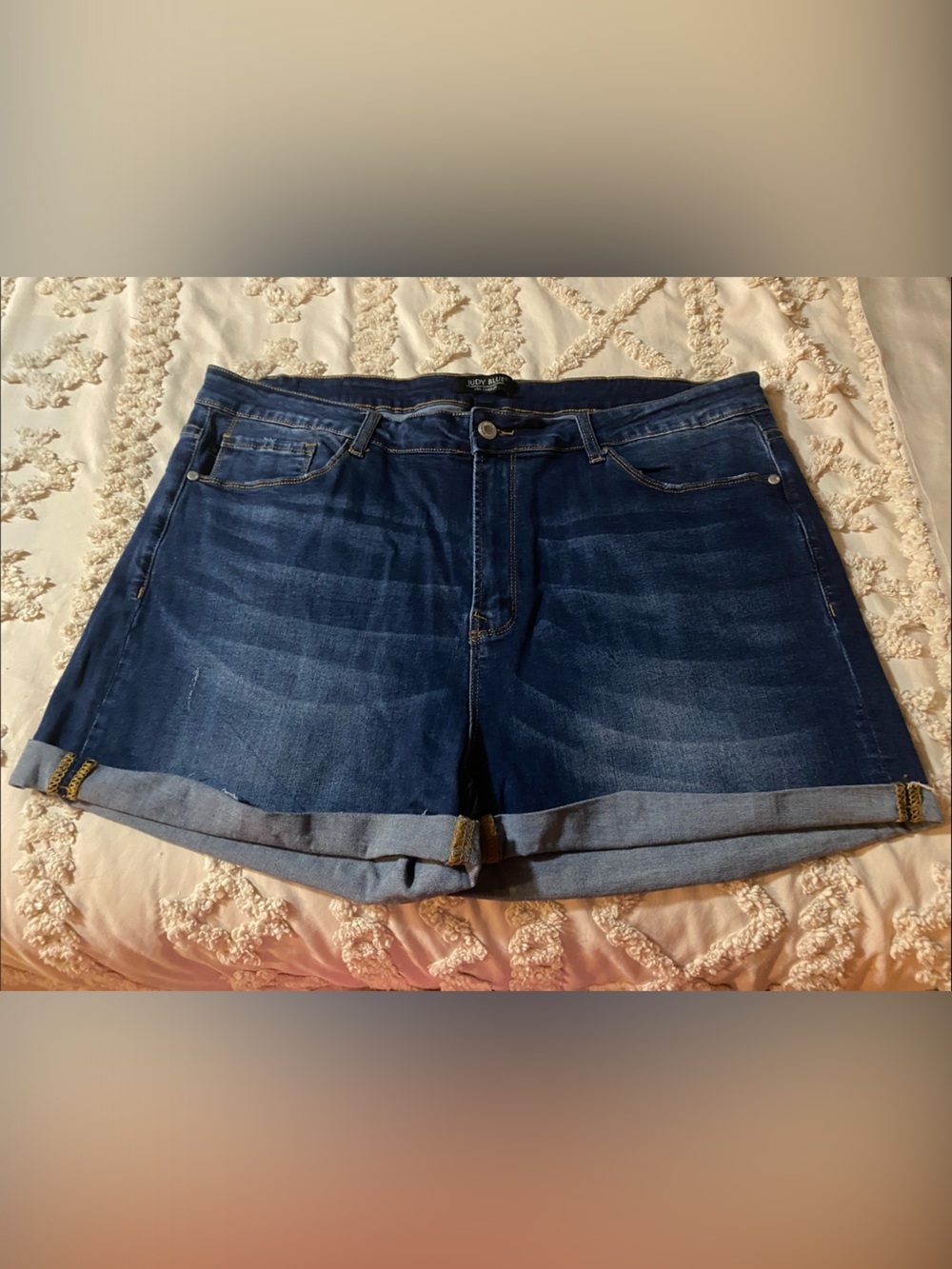 Judy Blue Dark Blue Cuffed Denim Jean Shorts